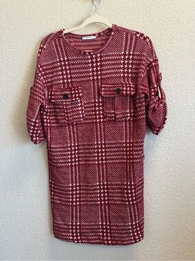 Zara Red and White Plaid Midi Dress